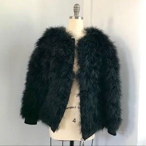TopShop Black Marabou Feather Coat